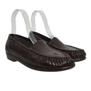 SAS Simplify Moccasin Slip On Comfort Loafers Brown Croc Leather Size 7.5N
